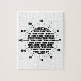 Think Binary Clock (Geek Humor) Jigsaw Puzzle