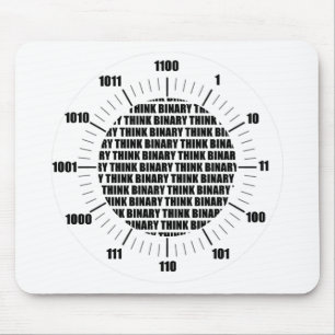 Think Binary Clock (Geek Humor) Mouse Pad