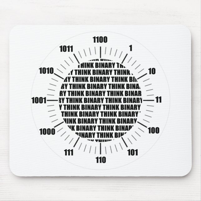 Think Binary Clock (Geek Humor) Mouse Pad (Front)