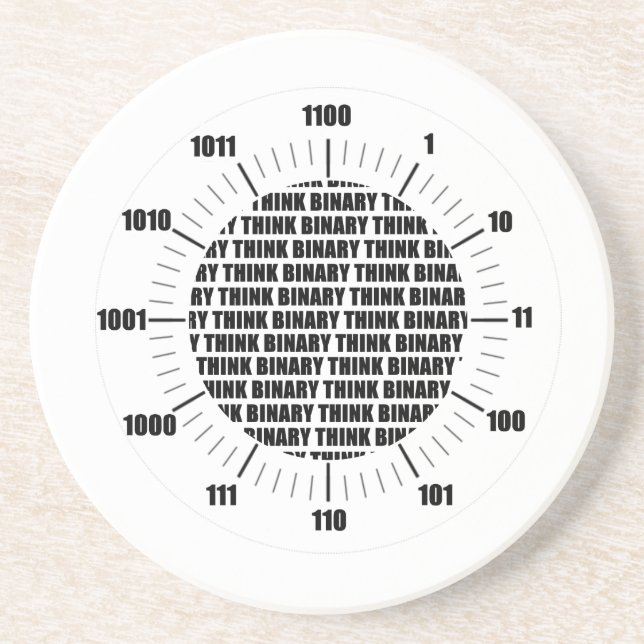 Think Binary Clock (Geek Humor) Sandstone Coaster (Front)