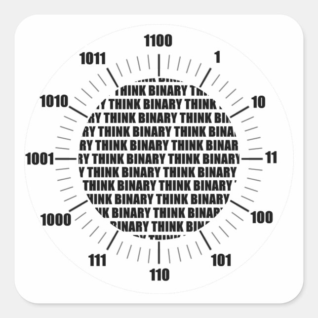 Think Binary Clock (Geek Humor) Square Sticker (Front)