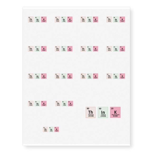 Think - Chemistry Temporary Tattoos (Front)