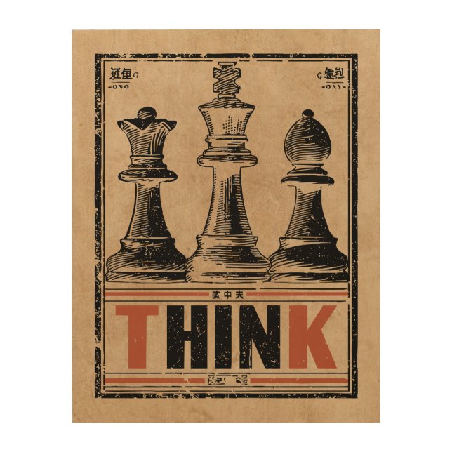Think Chess Vintage Art | Wabi Sabi Strategy (Front)