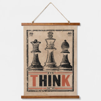 Think Chess Vintage Art | Wabi Sabi Strategy Hanging Tapestry