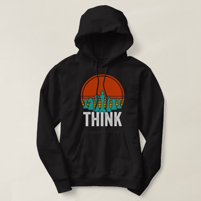 Think Chess Vintage Chess Player Hoodie (Design Front)
