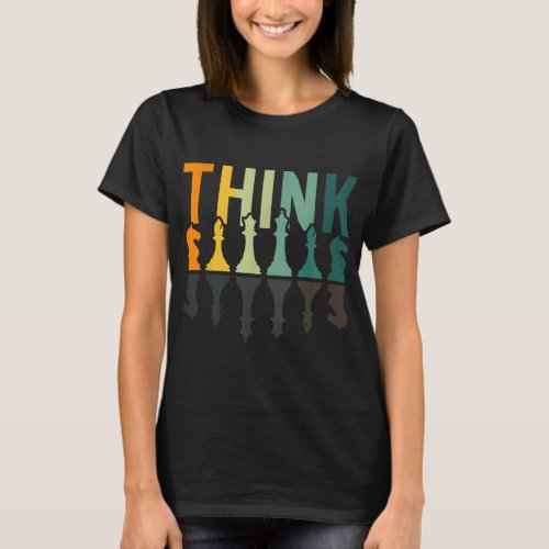 Think chessboard figures vintage chess player T_Shirt