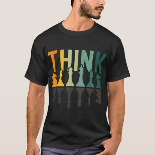 Think chessboard figures vintage chess player T_Shirt