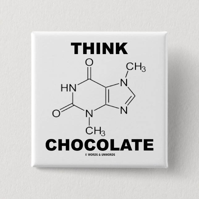 Think Chocolate (Theobromine Molecule Chemistry) Button (Front)