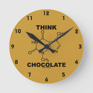 Think Chocolate (Theobromine Molecule Chemistry) Round Clock
