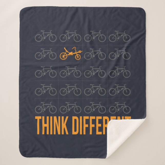 Think Different Quote Recumbent Bike Cyclist Sherpa Blanket (Front)