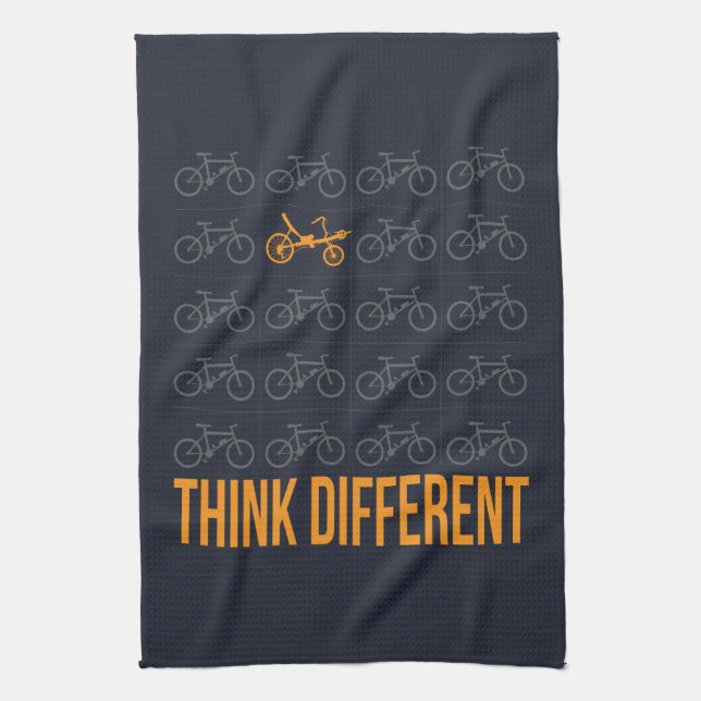 Think Different Recumbent Bike Cyclist Kitchen Towel (Vertical)