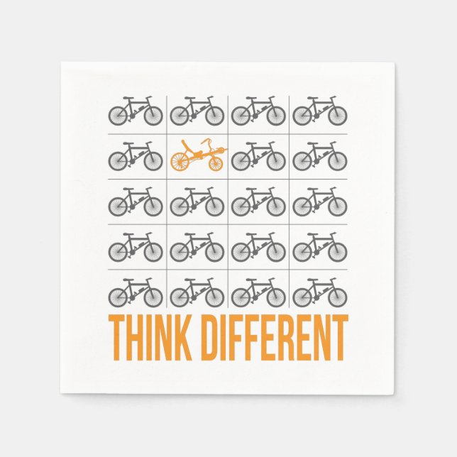 Think Different Recumbent Bike Cyclist Paper Napkins (Front)