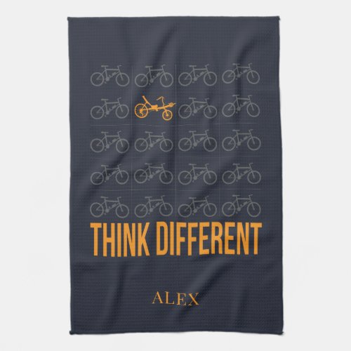 Think Different Recumbent Biker Cycle Personalized Kitchen Towel