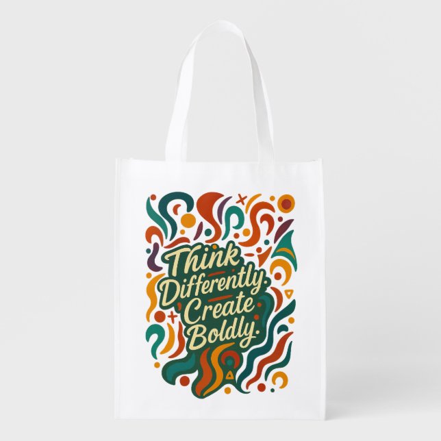 Think Differently. Create Boldly. — Fearless Minds Grocery Bag (Front)