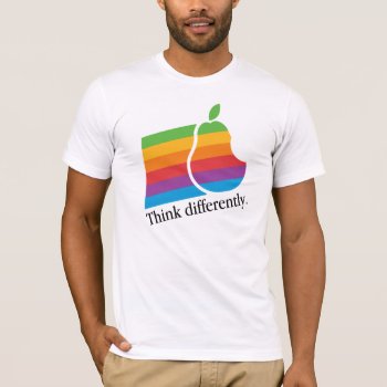 Think Differently - Retro Apple Parody T-shirt by Lamborati at Zazzle