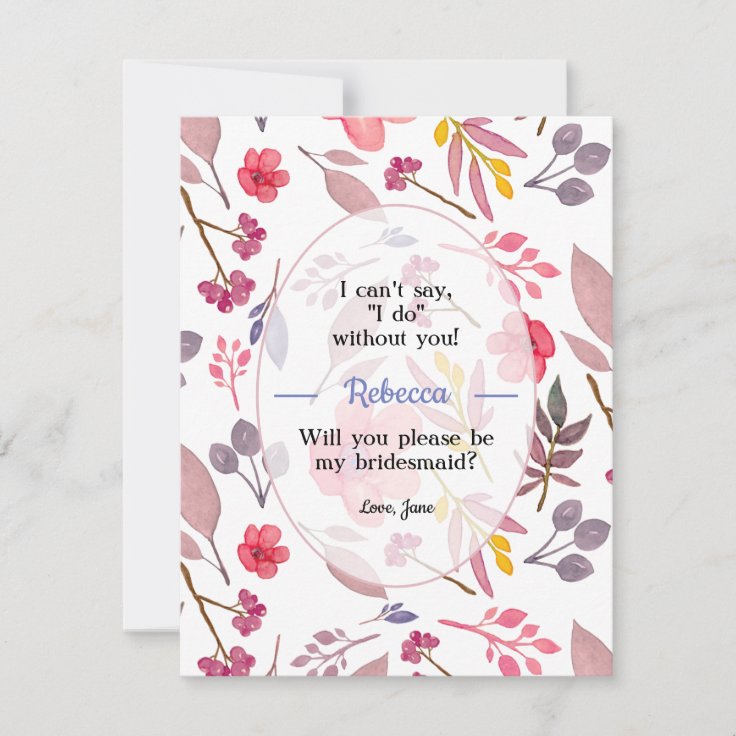 Think Dusty Pinks Bridesmaid Card | Zazzle