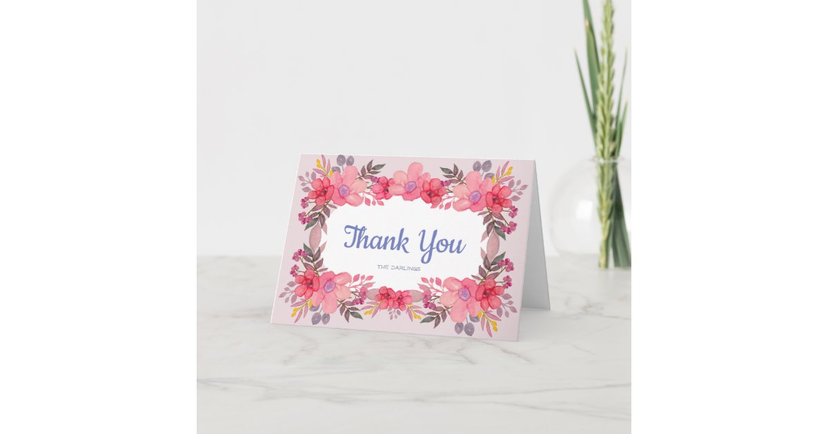 Think Dusty Pinks Thank You Card | Zazzle