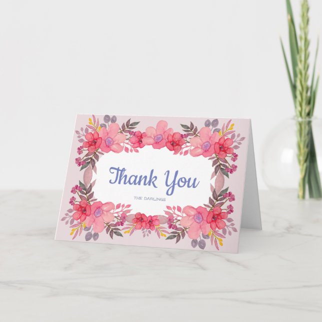 Think Dusty Pinks Thank You Card (Front)