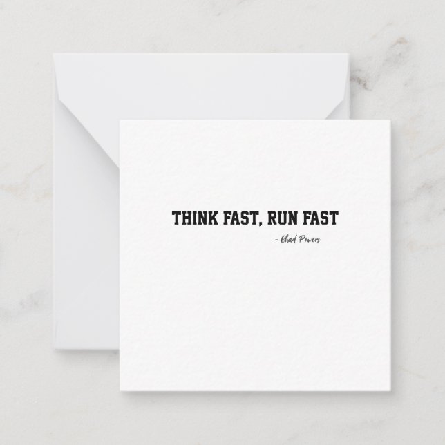 Think Fast Run Fast Sports Football Motivation Note Card (Front)