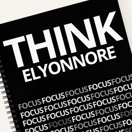 Think Focus - Modern Black And White Typography Notebook
