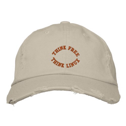 Think Free Think Linux Embroidered Baseball Hat