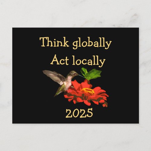 Think Globally Act Locally 2025 Calendar on Back  Postcard