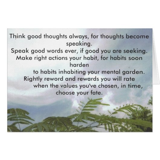Think good thoughts always... cards (Front Horizontal)