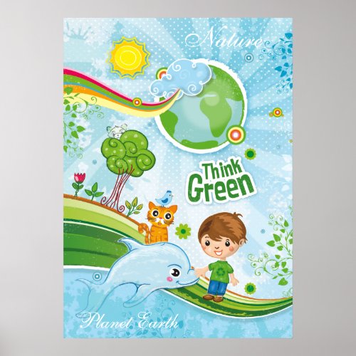 Think Green Awareness Happy Quote Poster