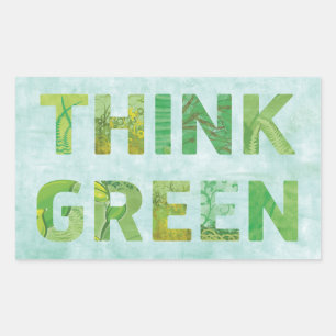 Think Green Awareness Happy Quote Rectangular Sticker