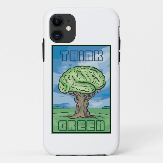 Think Green Brain Case-Mate iPhone Case (Back)