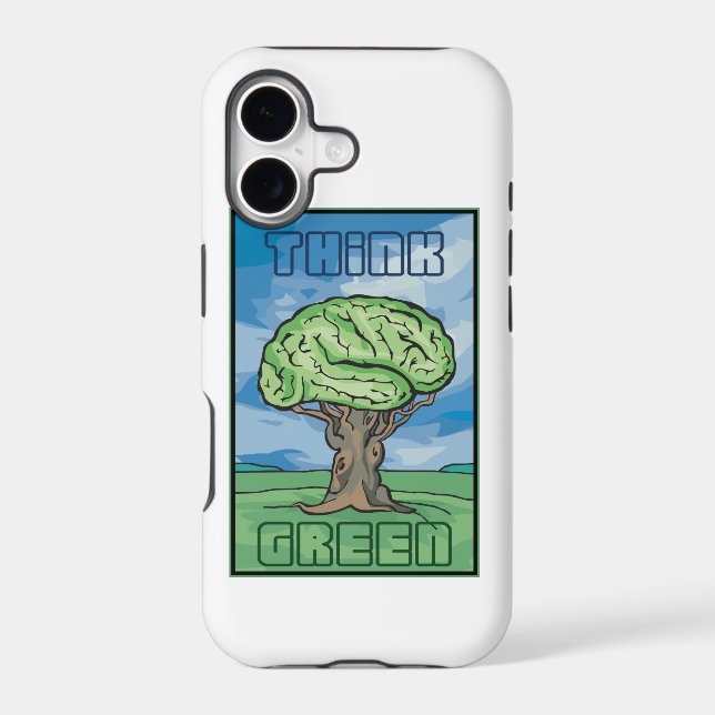 Think Green Brain Iphone Case (Back)