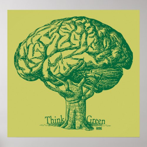 Think Green Brain Tree Poster