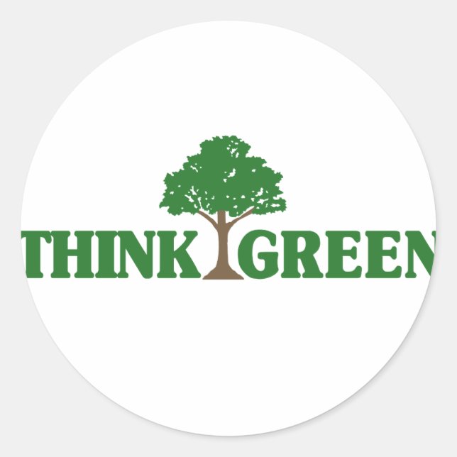 Think Green Classic Round Sticker (Front)