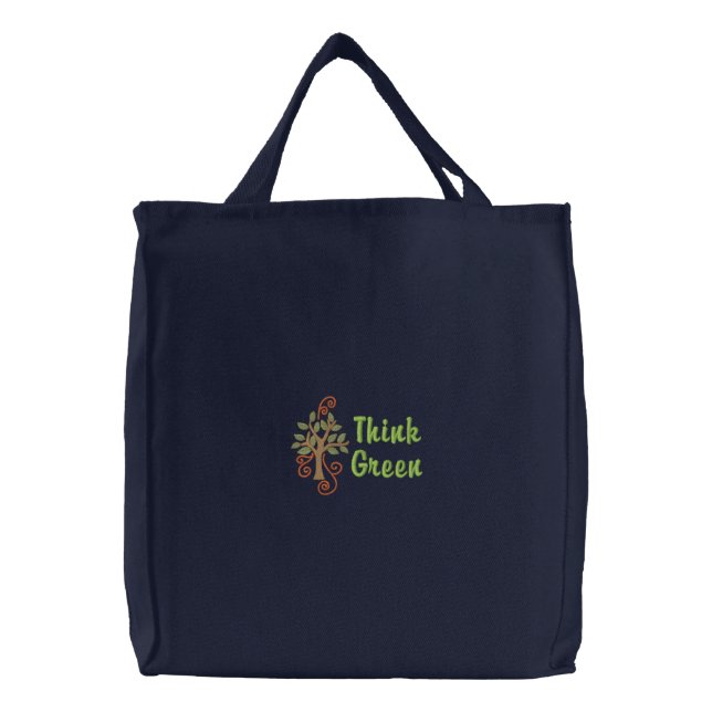 Think Green embroidered totebag Tote Bag (Front)