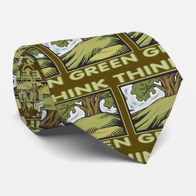 Think Green Environment Oak Tree Hugger Brown Eco Neck Tie (Rolled)