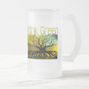 Think Green Frosted Glass Beer Mug