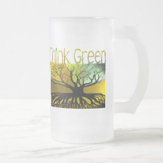 Think Green Frosted Glass Beer Mug
