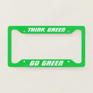 Think Green   Go Green   Eco Friendly Electric Car License Plate Frame