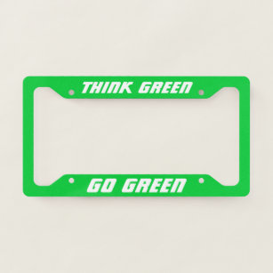 Think Green   Go Green   Eco Friendly Electric Car License Plate Frame