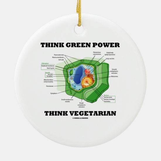 Think Green Power Think Vegetarian (Plant Cell) Ceramic Ornament
