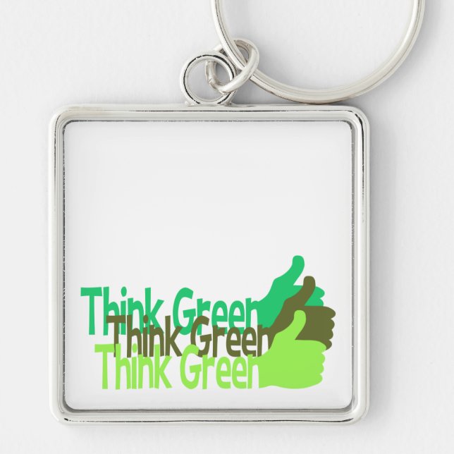 Think Green premium large key chain, customize Keychain (Front)