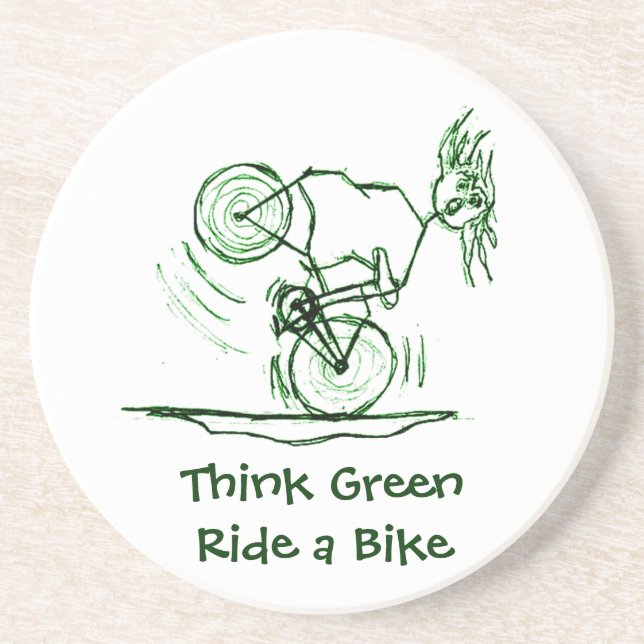 Think Green Ride a Bike Drink Coaster (Front)