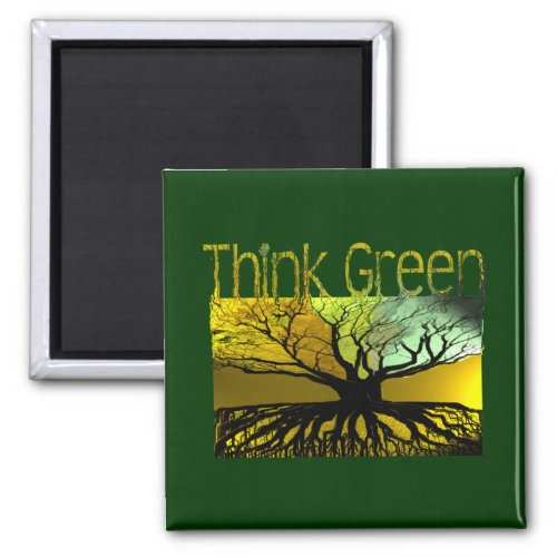 Think Green Roots Tree Hugger Magnet