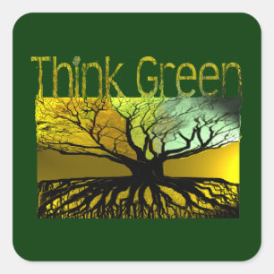 Think Green Square Sticker