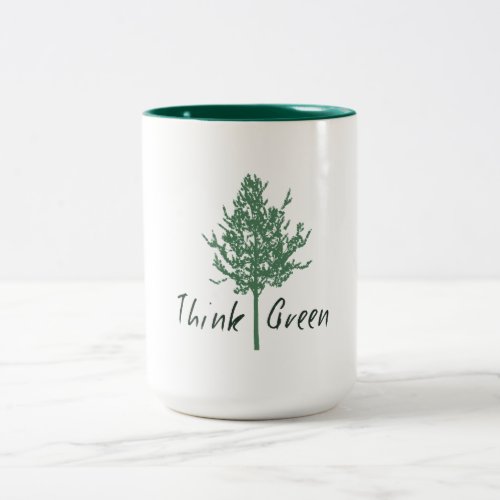 Think Green Tree Two_Tone Coffee Mug