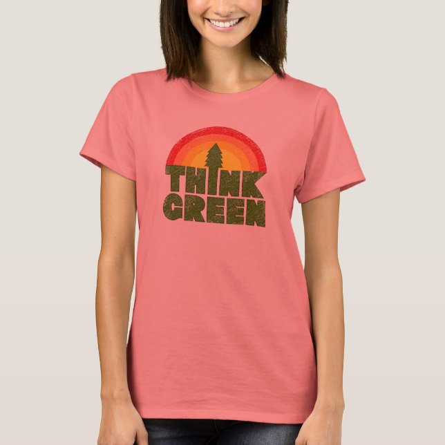 Think Green Vintage Style T-Shirt (Front)