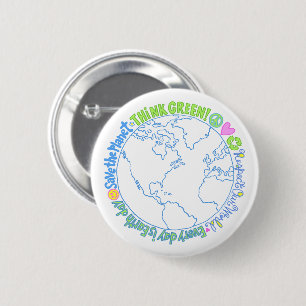 Think Green World Pinback Button