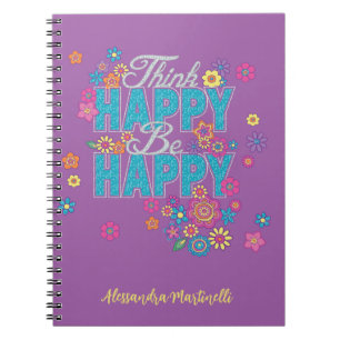 Think Happy Be Happy Personalized Girls Notebook