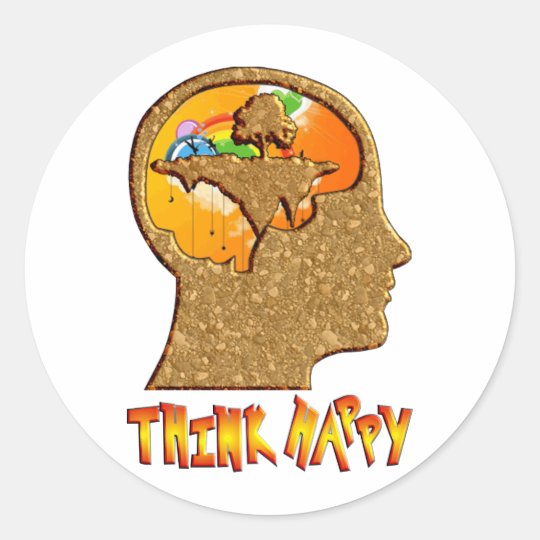 Think Happy Classic Round Sticker