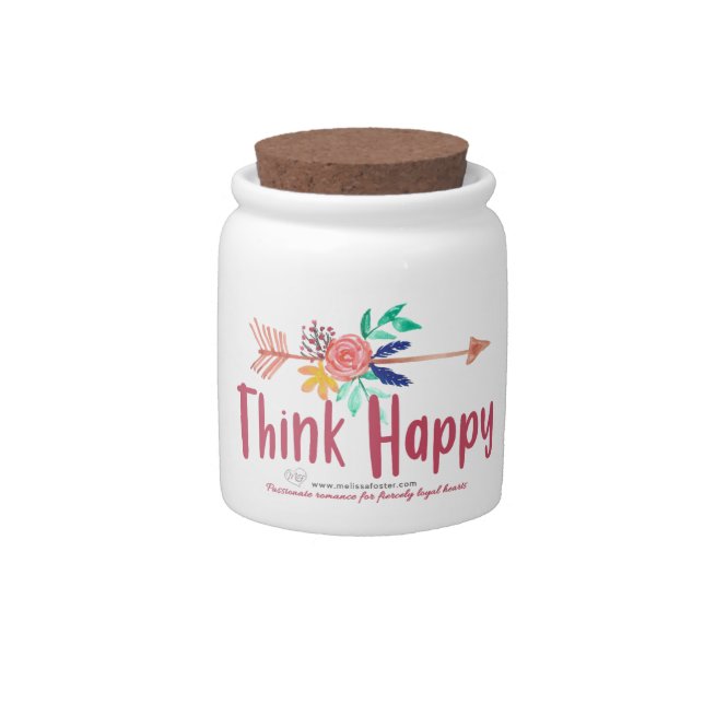 Think happy white candy jar (Front)